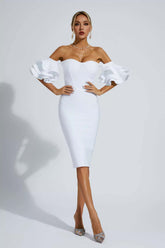 Raya White Bandage Bridesmaid Midi Dress